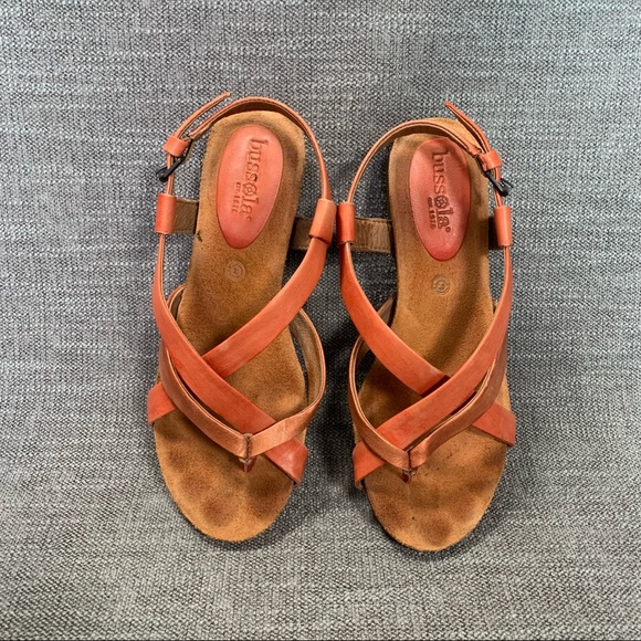 Bussola Maynila Leather Strappy Sandal Flip Flop Orange Womens 8.5 US EUR 39 - Picture 4 of 13